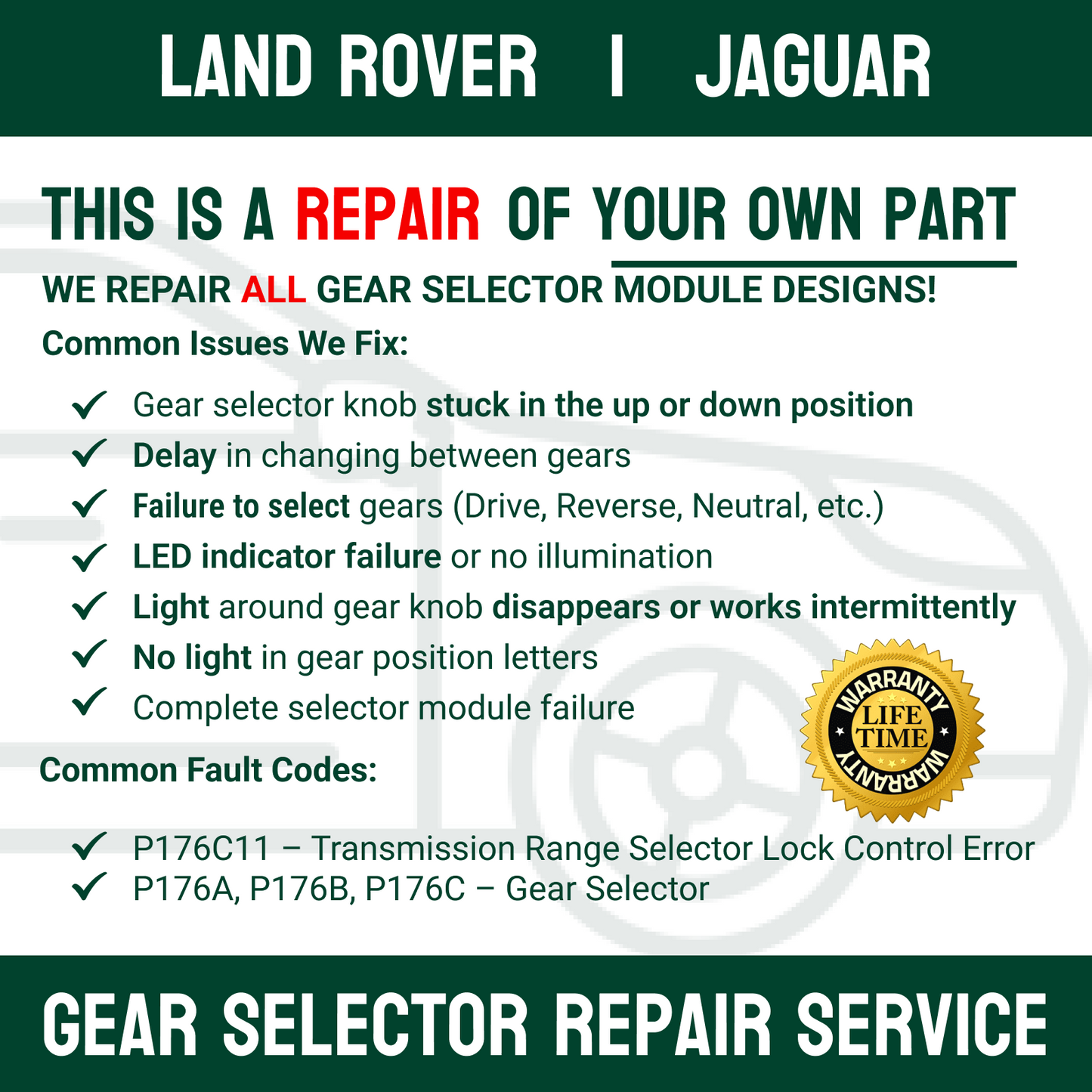 LAND ROVER GEAR SELECTOR MODULE REPAIR SERVICE | FULL REBUILD